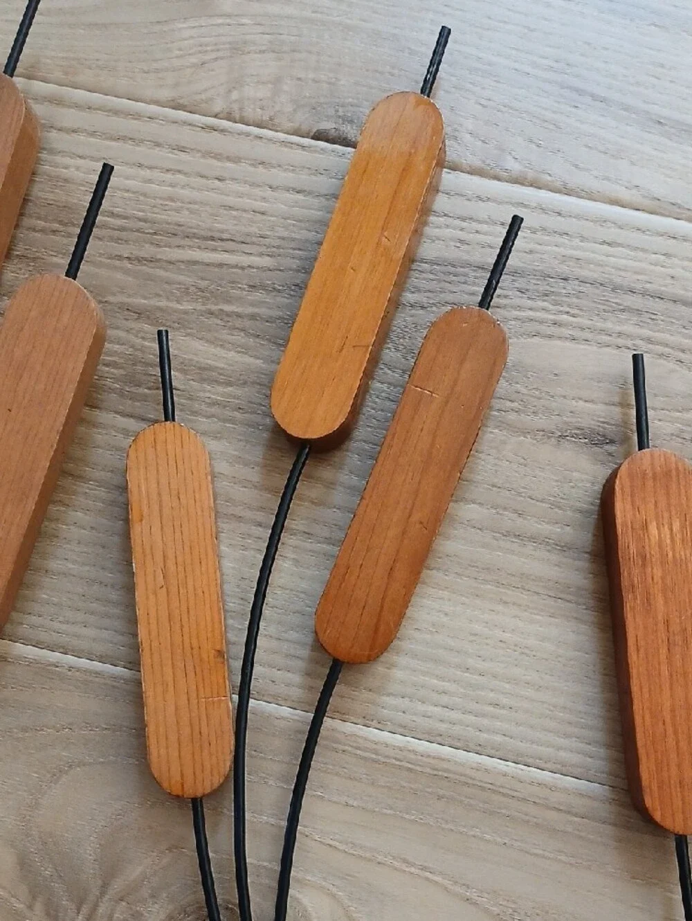 Set of 3 Wood/Metal Cattails Wall Art Decor